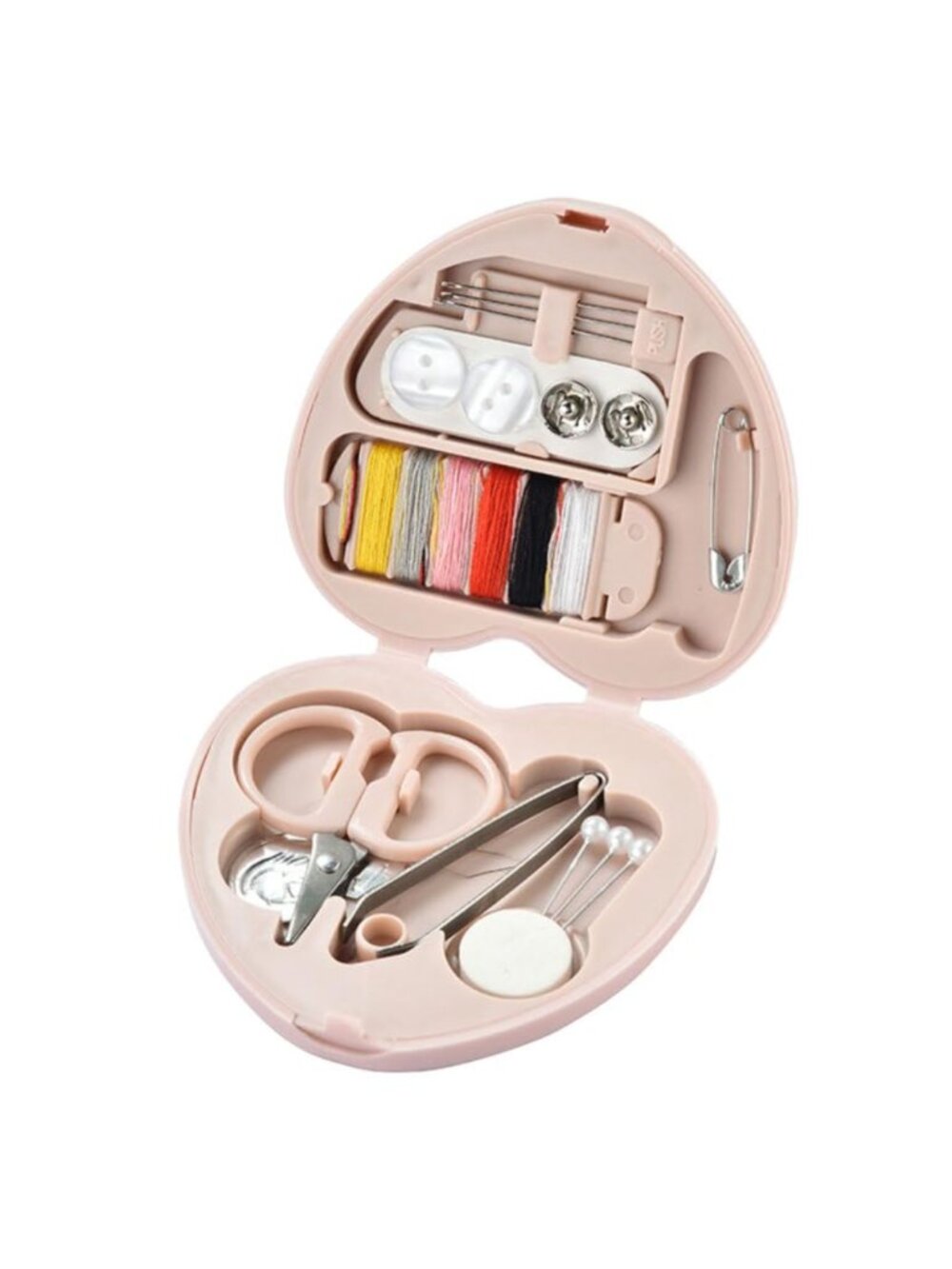 Heart Shaped Sewing Needle Box Mini Sewing Kit Organizer Purse Storage